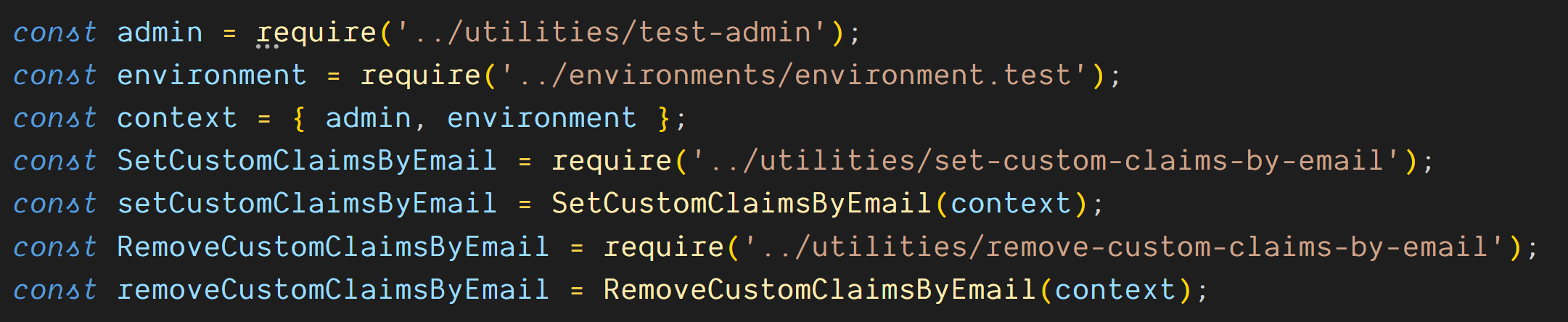 Initializing with a context object